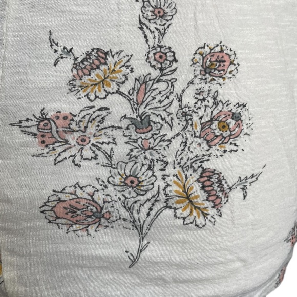 Lucky Brand Ditsy Floral Top M Crochet Neck EUC M Cream Neutral Boho Bohemian - Picture 9 of 16